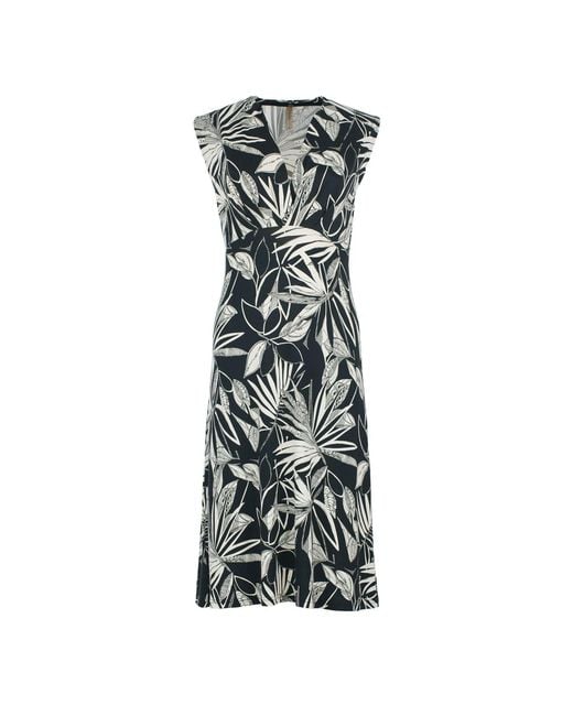 Conquista Green Monochrome Botanical Jersey Midi Dress