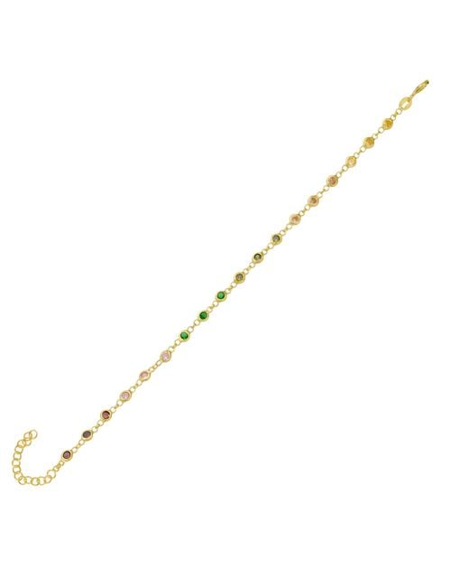 Spero London Metallic Colourful Jewelled Sterling Chain Bracelet