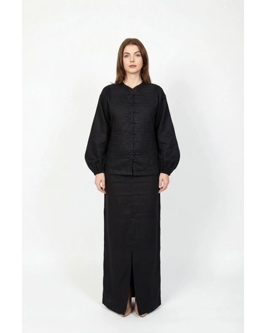 Muda Clothing Fz Llc Black Inori Linen Top