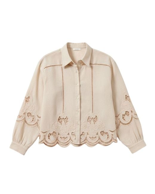 LAtelier London Natural Neutrals Laser-Cut Embroidered Cotton Shirt