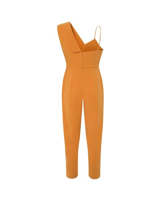 Femponiq Orange Peak Lapel Tailored Jumpsuit