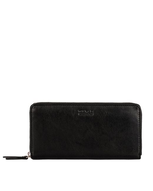 Time Resistance Black Leather Continental Wallet