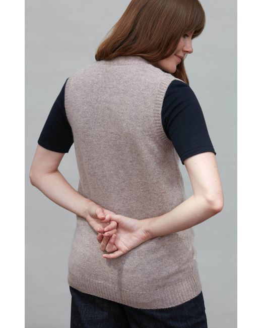 Paul James Knitwear Brown Lambswool Laura V Neck Waistcoat With Pockets