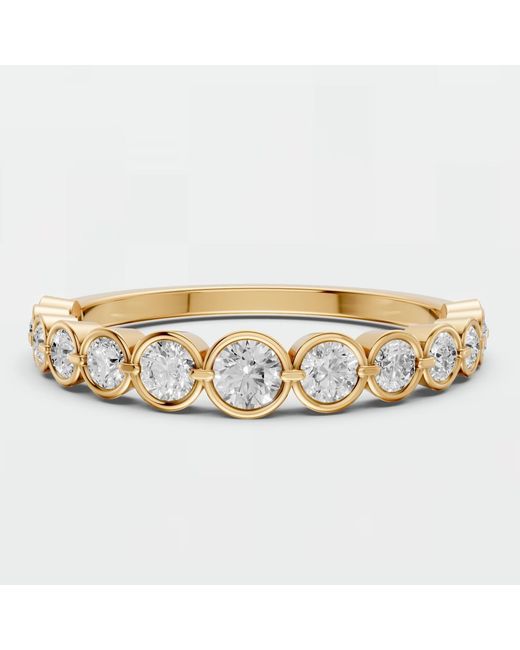 Aya Fine Jewelry Metallic Round Graduated Bezel Set Lab Diamond Eternity Anniversary Ring