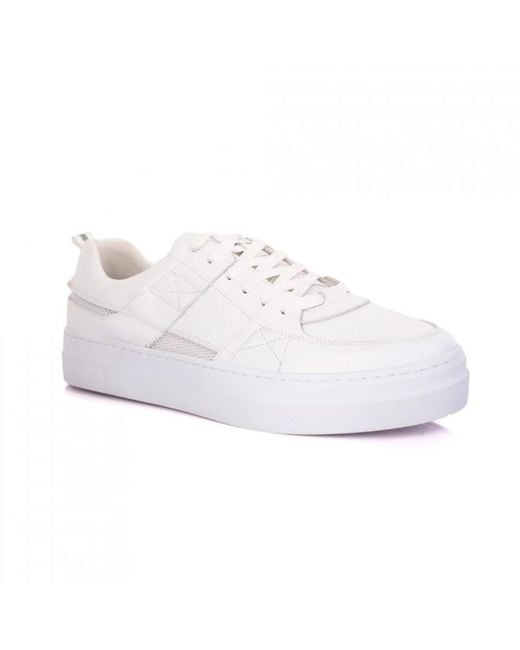 DAVID WEJ White Leather Sneakers With Mesh for men