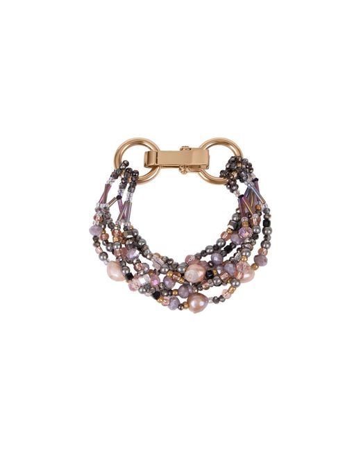 Saachi Metallic Amethyst Beaded Layered Bracelet