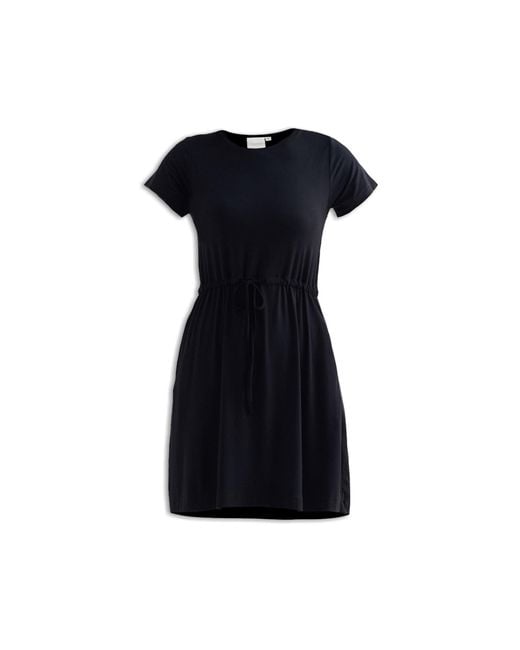 REISTOR Black Drawstring Short T-Shirt Dress