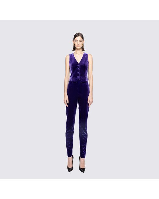Nissa Blue High-Waisted Velvet Pants