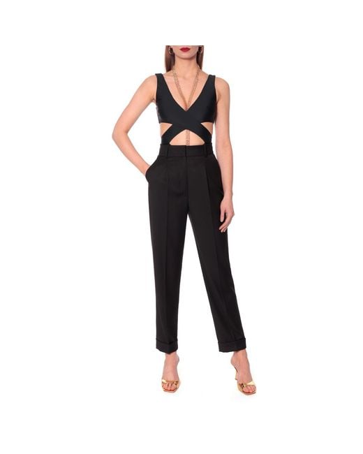 AGGI by HALEWSKI Black Kelly Rich Tailored Trousers With Cuffs