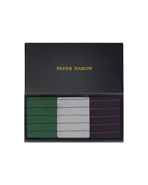 Peper Harow - Made in England Green Father's Day Trainer Socks Gift Box – Pin Stripe for men
