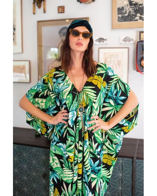 Jennafer Grace Green Canopy Noir Caftan