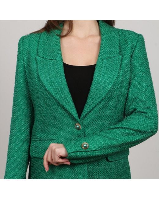 Nuvv Collection Green Casual Tweed Blazer