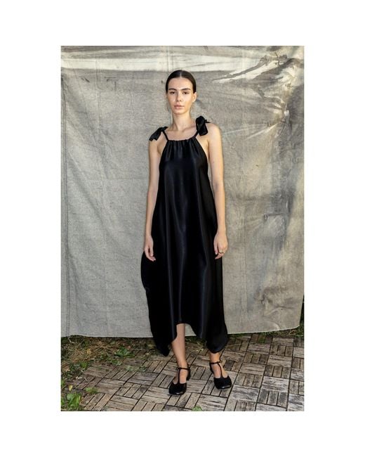 Bianca Popp Black Semiballoon Dress With Ribbons