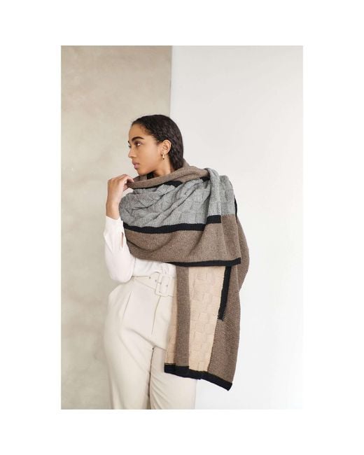 Variously Brown Plush Muhu Hand Knitted Alpaca Blanket Shawl