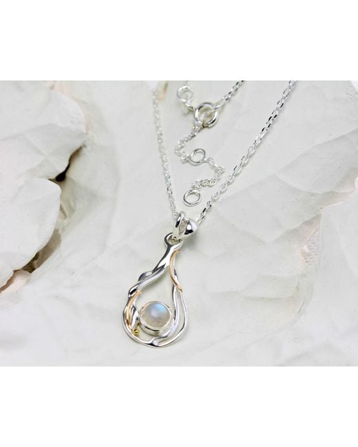 Isla Silver Metallic Teardrop Sterling Moonstone Pendant