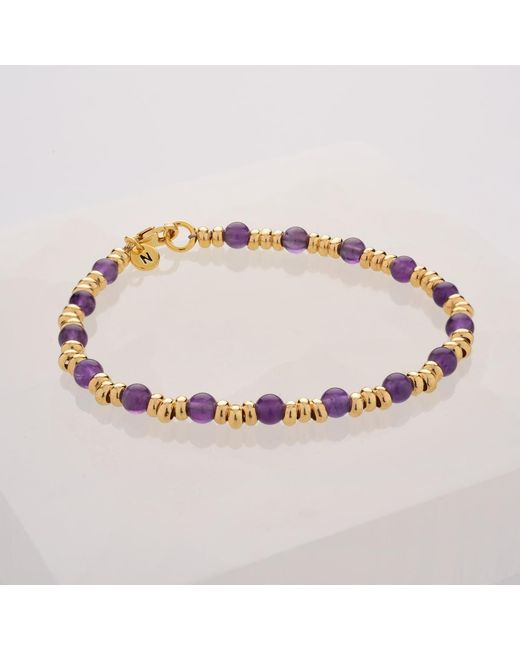 Nellou Jewellery Metallic Gem Amethyst Bracelet Birthstone February Plated Sterling