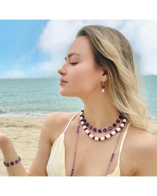 Farra Purple Heart-Shaped Amethyst Adjustable Bracelet