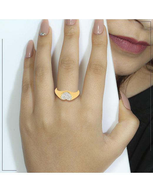 Artisan Metallic Diamond Heart Signet Ring