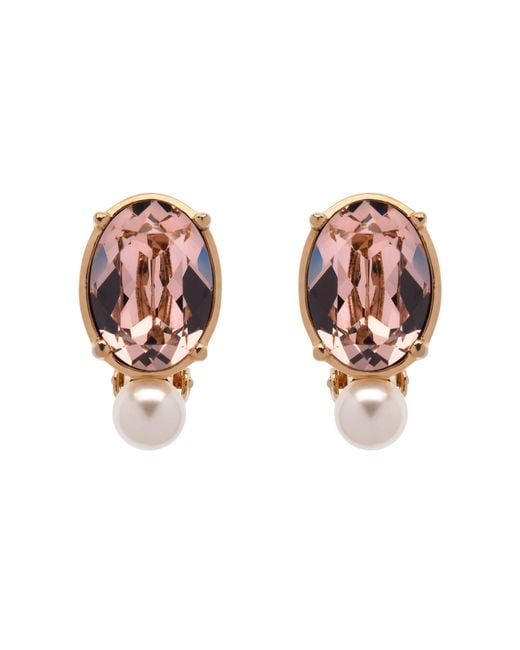 Emma Holland Jewellery Pink Vintage Rose & Pearl Clip Earrings