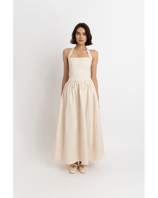 Amy Lynn White Neutrals Judie Polka Print Maxi Dress