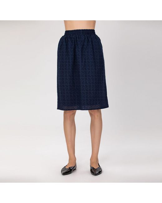 Smart and Joy Blue Eyelet Cotton Lace Skirt