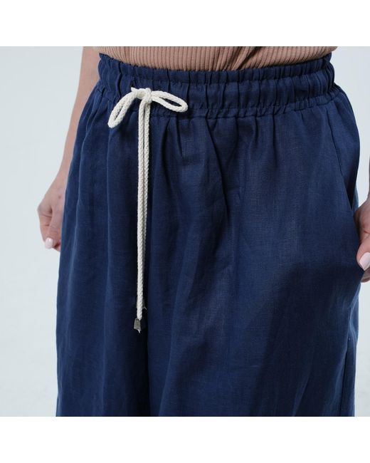 Metamorph Blue Palazzo Linen Pants