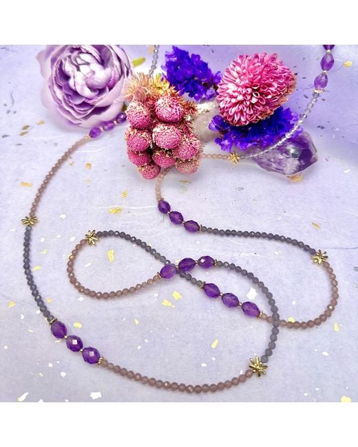Farra Metallic Gemstone Color Matching Versatile Long Necklace