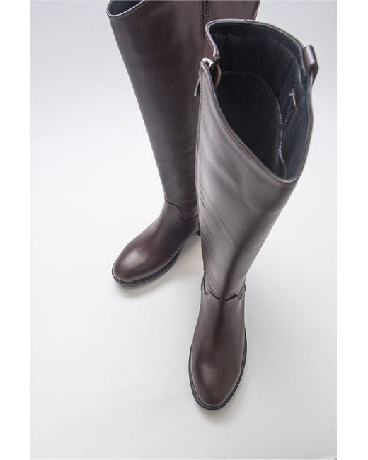 Forever & Always Shoes Brown Acro Leather Heeled Boot