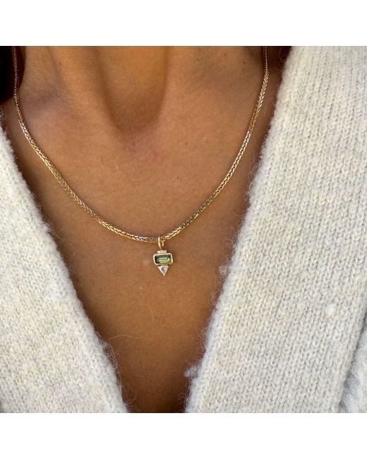 Zohreh Green Tourmaline, Diamond & Moonstone Pendant 9K