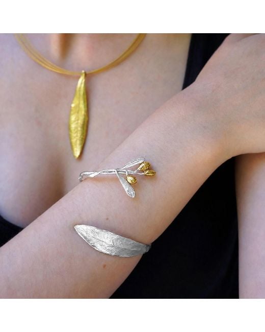 Mother Nature Jewelry Metallic Leaf Bracelet, Handmade Statement Cuff