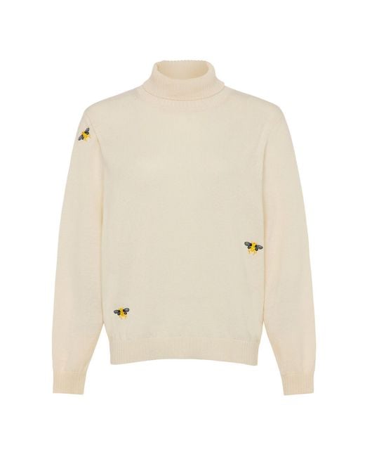 INGMARSON White Neutrals Bee Embroidered Wool & Cashmere Rollneck Cream for men