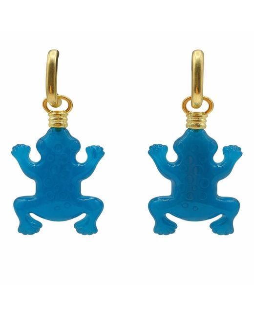 Michael Nash Jewelry Blue Frog Resin Drop Earrings