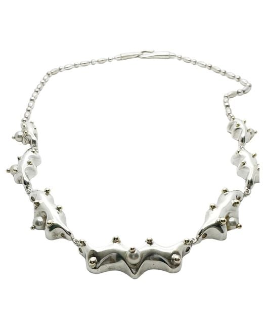 Tg-Jewellery by Tamara Gervasio Metallic Sea Slug Necklace – Sterling, 18Kt & Pearls