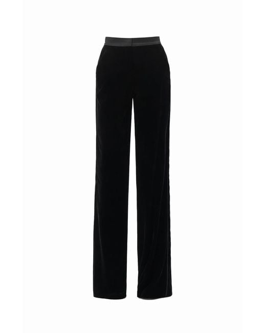 Exquise Black Bradyn Pants Straight Cut Velvet Pants