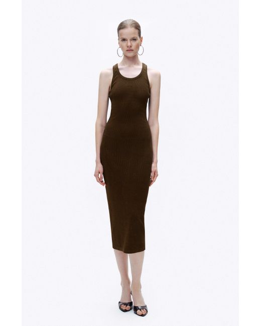 Nocturne Brown Printed Detail Maxi Dress