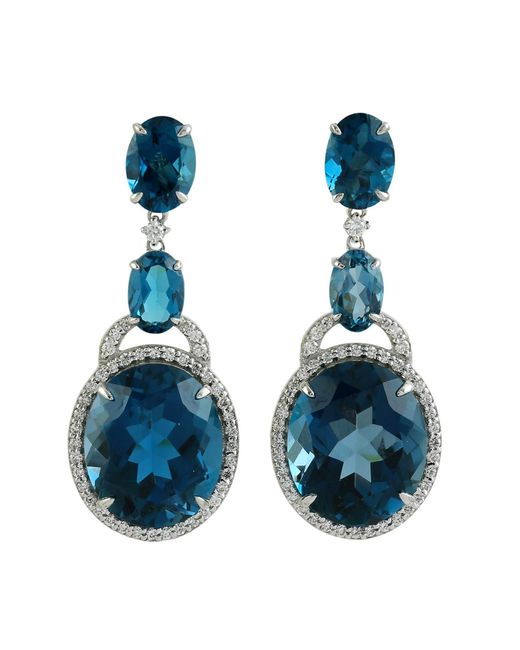 Artisan Blue London Topaz & Diamond Drop Earrings