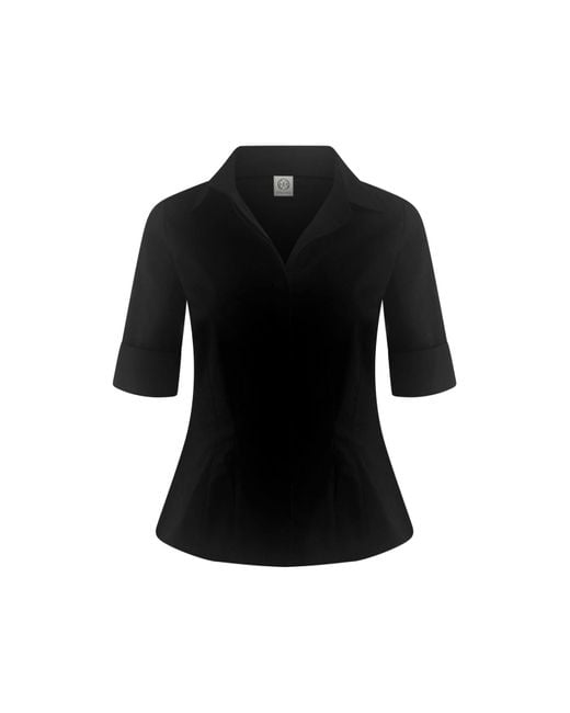 Why Mary Black The Kate Short Sleeve Cotton Shirt Blouse