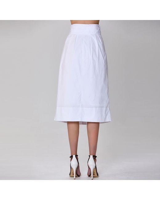 Smart and Joy White Buttoned Straight Skirt
