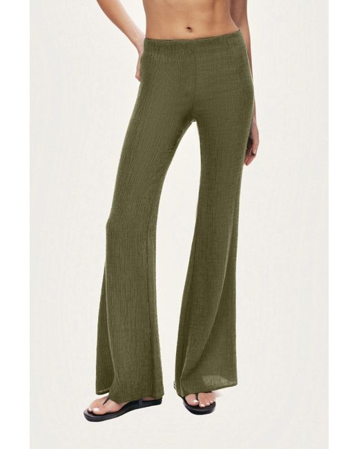 Nocturne Green Neutrals Flared High-Waist Pants