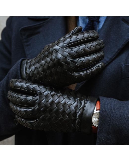 1861 Glove Manufactory Black Amalfi Nappa Leather Gloves for men