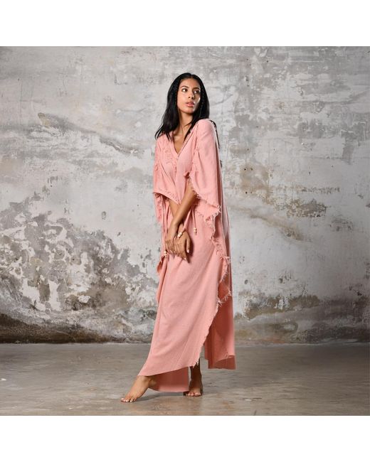 Zhenabia Pink Boho Kaftan Summer Maxi Dress