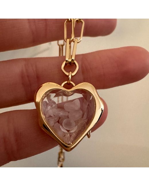 My Little Nature Metallic Plated Necklace With Rose Quartz Crystals