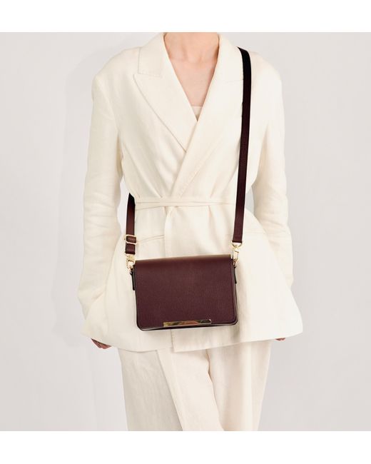 Apatchy London Purple The Newbury Burgundy Leather Crossbody Bag