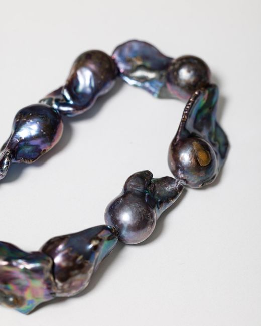 Kybele Studio Metallic Capri Necklace With Dark Baroque Pearls