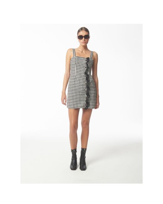 Sour Figs Black Sequined Houndstooth Bouclé-Knit Mini Dress