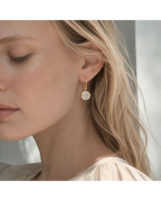 Azuni London Metallic Charis Round Gemstone Earrings Moonstone