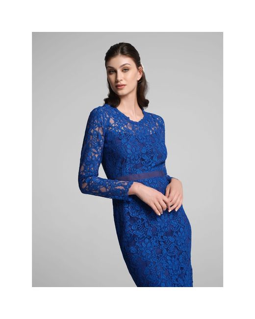 Rumour London Blue Chiara Long Sleeve Lace Dress