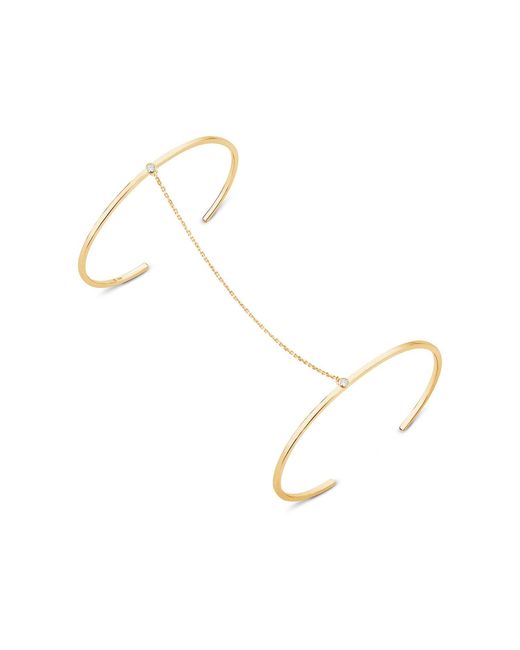 SALLY SKOUFIS Metallic Solitaire Bangle With Made Diamonds
