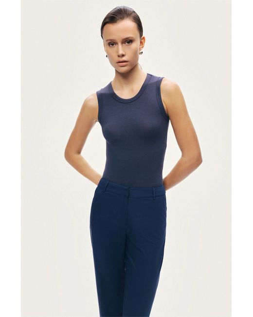 Nocturne Blue Tailored Straight-Leg Pants