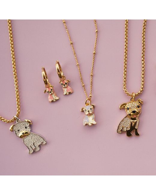 Cloud Haven Metallic Mini Cz Pit Bull Pendant Necklace